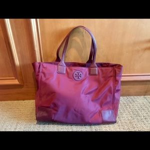 Tory Burch Ella Mini Claret (Maroon) Tote Bag